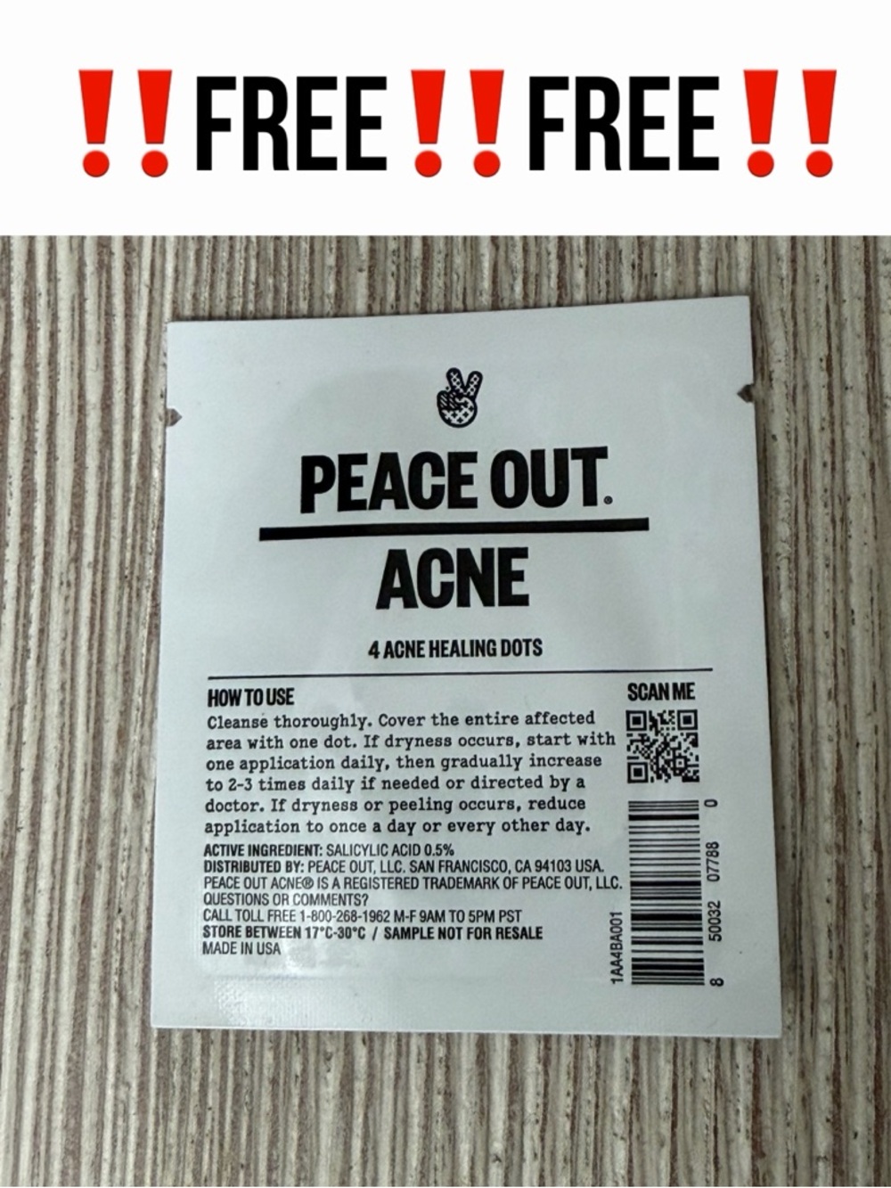 ‼️FREE‼️NEW‼️Peace Out Acne